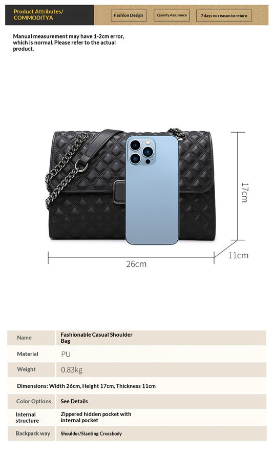 Women's Quilted Crossbody Bag, Classic Diamond Pattern Flap Shoulder Bag with Chain Strap, Elegant Black Vegan Leather Evening Purse for Work Date Night