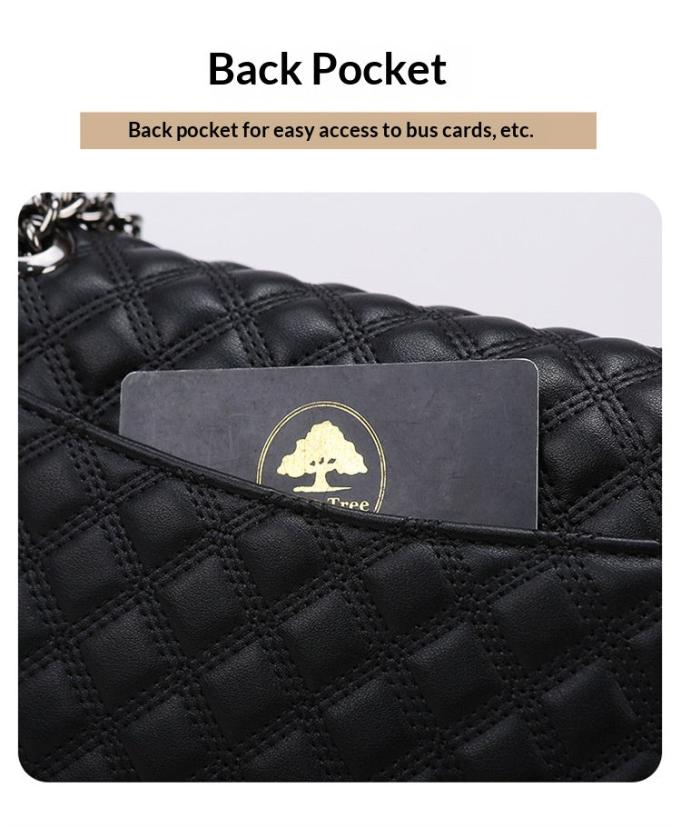 Women's Quilted Crossbody Bag, Classic Diamond Pattern Flap Shoulder Bag with Chain Strap, Elegant Black Vegan Leather Evening Purse for Work Date Night