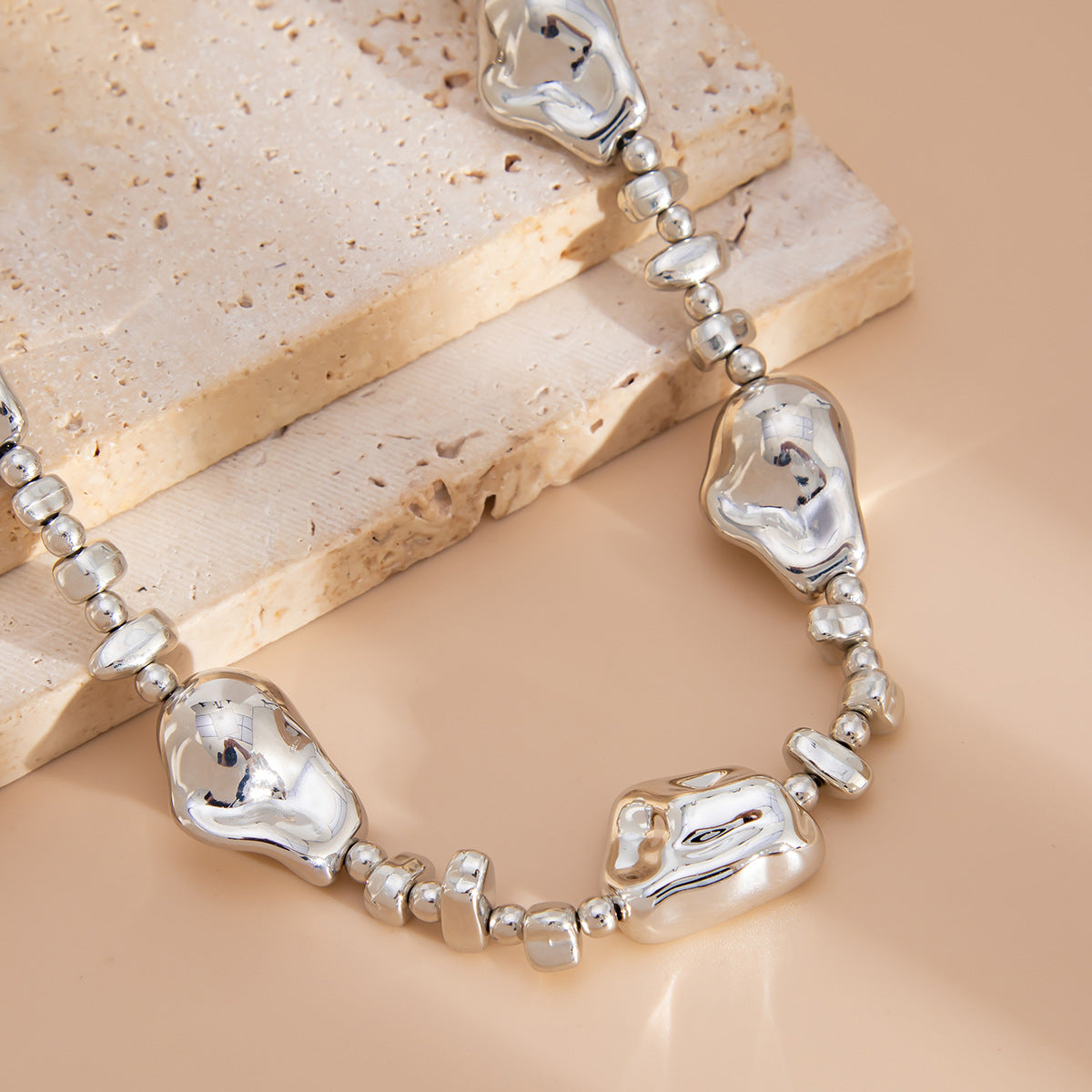 Silver Beaded Choker Necklace for Women, Irregular Baroque Pearl Choker with Star Cross Charm, Y2K Dainty Chain Tassel Necklace, Trendy Cool Girl Jewelry