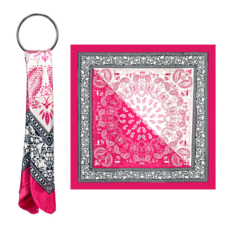 90x90cm Red Paisley Print Satin Hijab Scarf, Elegant Square Headscarf for Women, Saudi UAE Occasion Wear