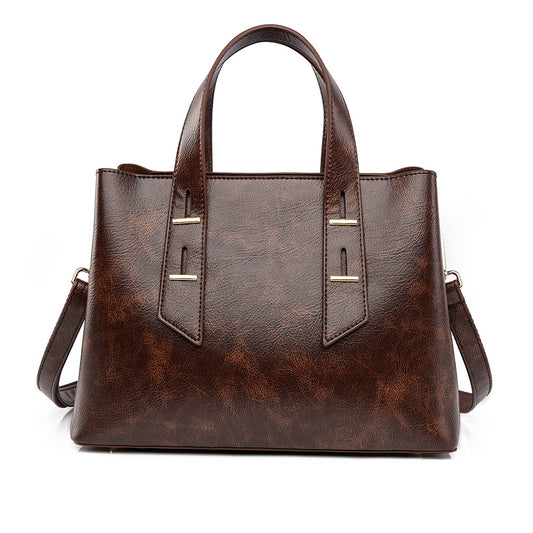 Women's Monogram Tote Bag, Premium Vegan Leather Work Handbag with Contrast Handles, Brown Diamond Pattern Shoulder Bag, Large Capacity Office Tote with Crossbody Strap