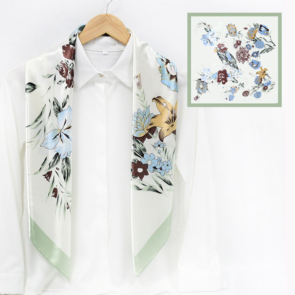 Colorful Leaf Print Satin Hijab Scarf, Elegant Square Headscarf for Women, Saudi UAE Daily & Eid Wear