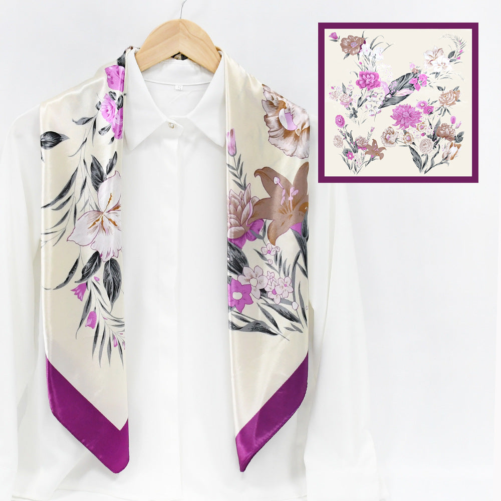 Colorful Leaf Print Satin Hijab Scarf, Elegant Square Headscarf for Women, Saudi UAE Daily & Eid Wear