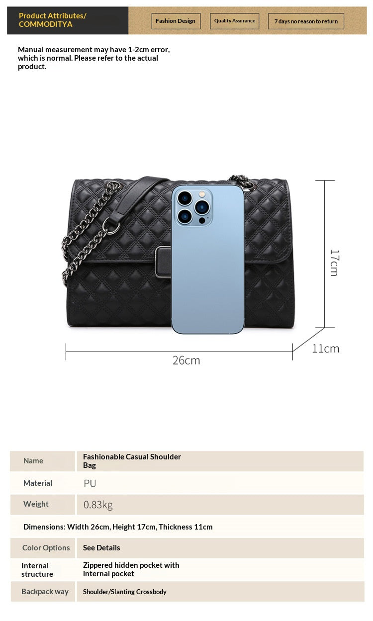 Women's Quilted Crossbody Bag, Classic Diamond Pattern Flap Shoulder Bag with Chain Strap, Elegant Black Vegan Leather Evening Purse for Work Date Night