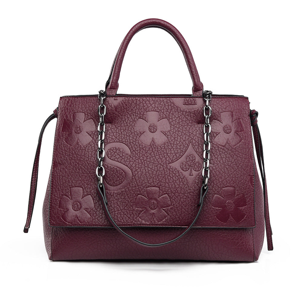 Brown Snake Print Vegan Leather Tote, Womens Flap Handbag with Chain