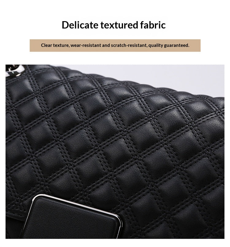Women's Quilted Crossbody Bag, Classic Diamond Pattern Flap Shoulder Bag with Chain Strap, Elegant Black Vegan Leather Evening Purse for Work Date Night