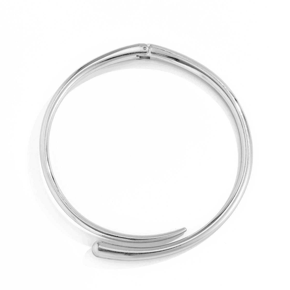 Women’s Polished Silver Open Torc Choker, Contemporary Asymmetric Cuff Collar Necklace, Bold Statement Jewelry for Party & Daily Wear
