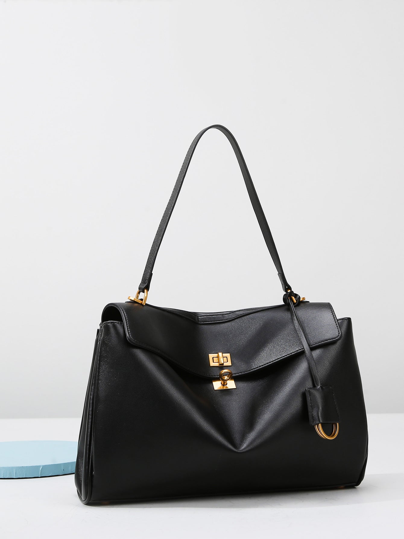 Women's Leather Tote Bag, Large Capacity Designer Shoulder Handbag with Gold Lock