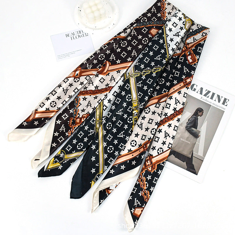 90x90cm Luxury Chain Print Satin Hijab Scarf, Elegant Square Headscarf for Women, Saudi UAE Daily & Party Wear