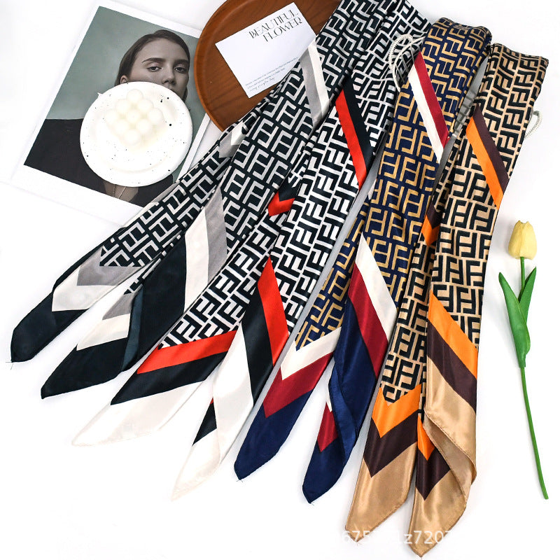 90x90cm Geometric Monogram Satin Hijab Scarf, Luxury Square Headscarf for Women, Saudi UAE Eid & Party Wear