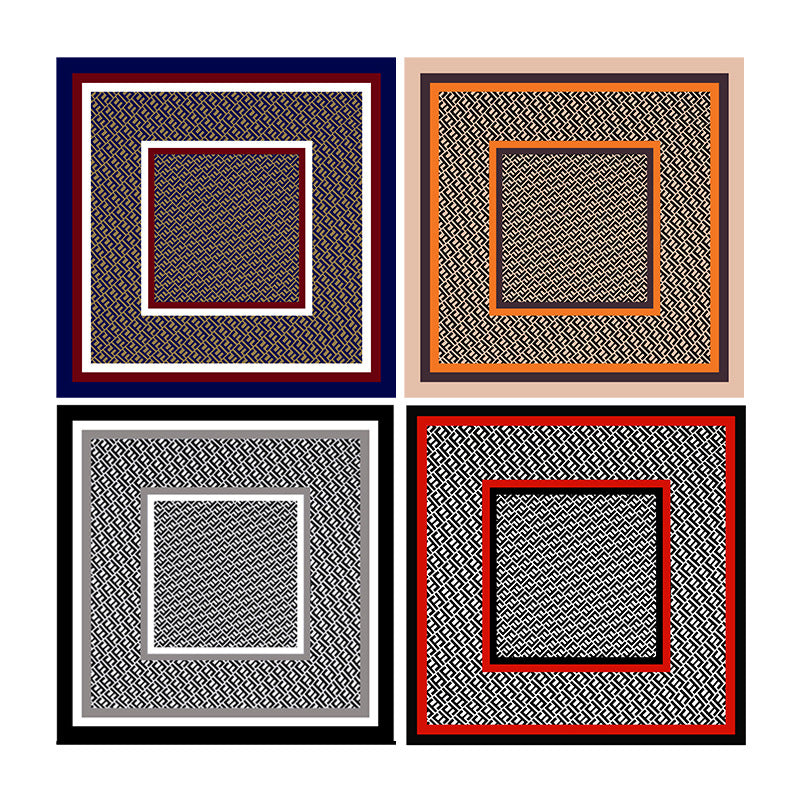 90x90cm Geometric Monogram Satin Hijab Scarf, Luxury Square Headscarf for Women, Saudi UAE Eid & Party Wear