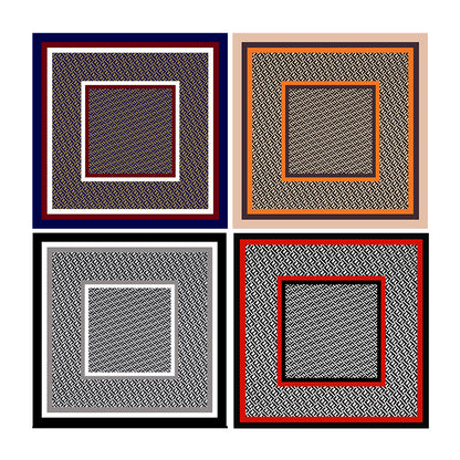 90x90cm Geometric Monogram Satin Hijab Scarf, Luxury Square Headscarf for Women, Saudi UAE Eid & Party Wear