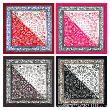 90x90cm Red Paisley Print Satin Hijab Scarf, Elegant Square Headscarf for Women, Saudi UAE Occasion Wear