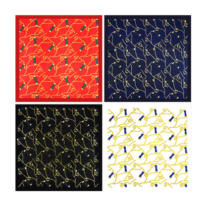 90x90cm Black Gold Chain Print Satin Hijab Scarf, Luxury Square Headscarf for Women, Saudi UAE Daily & Party Wear