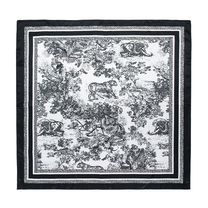 Retro Print Satin Hijab Scarf, Square Headscarf for Women, Saudi UAE Daily & Party Wear