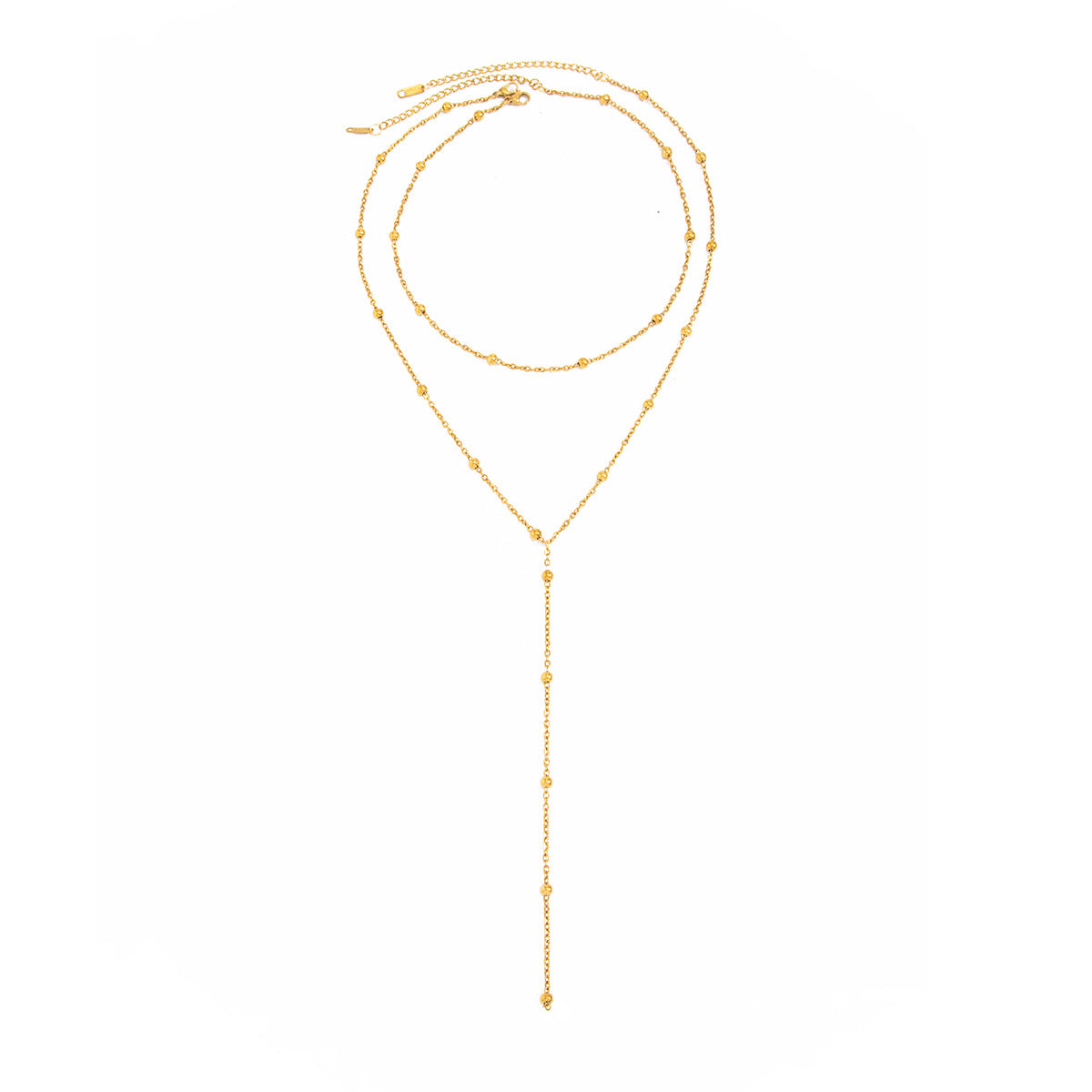 Gold Y-Shaped Lariat Necklace Set, Womens Arabian Beaded Tassel Chain