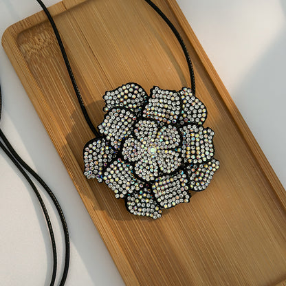 Rhinestone Flower Choker Necklace, Womens Arabian Crystal Statement