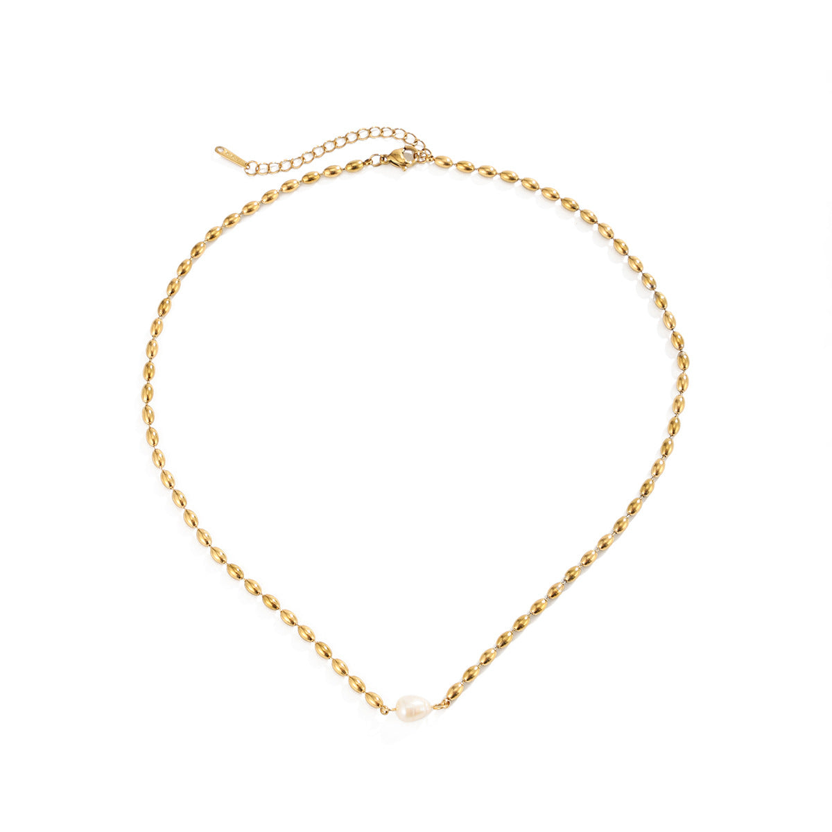 Gold Baroque Pearl Pendant Necklace, Womens Arabian Elegant Beaded Chain