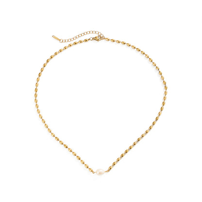 Gold Baroque Pearl Pendant Necklace, Womens Arabian Elegant Beaded Chain