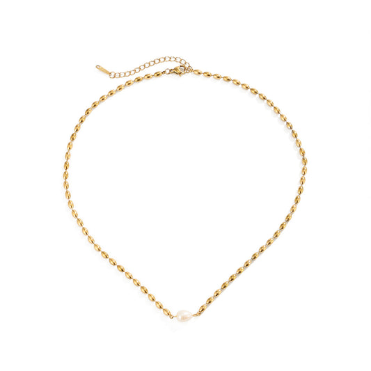 Gold Baroque Pearl Pendant Necklace, Womens Arabian Elegant Beaded Chain