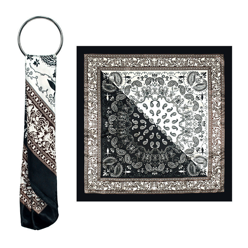 90x90cm Red Paisley Print Satin Hijab Scarf, Elegant Square Headscarf for Women, Saudi UAE Occasion Wear