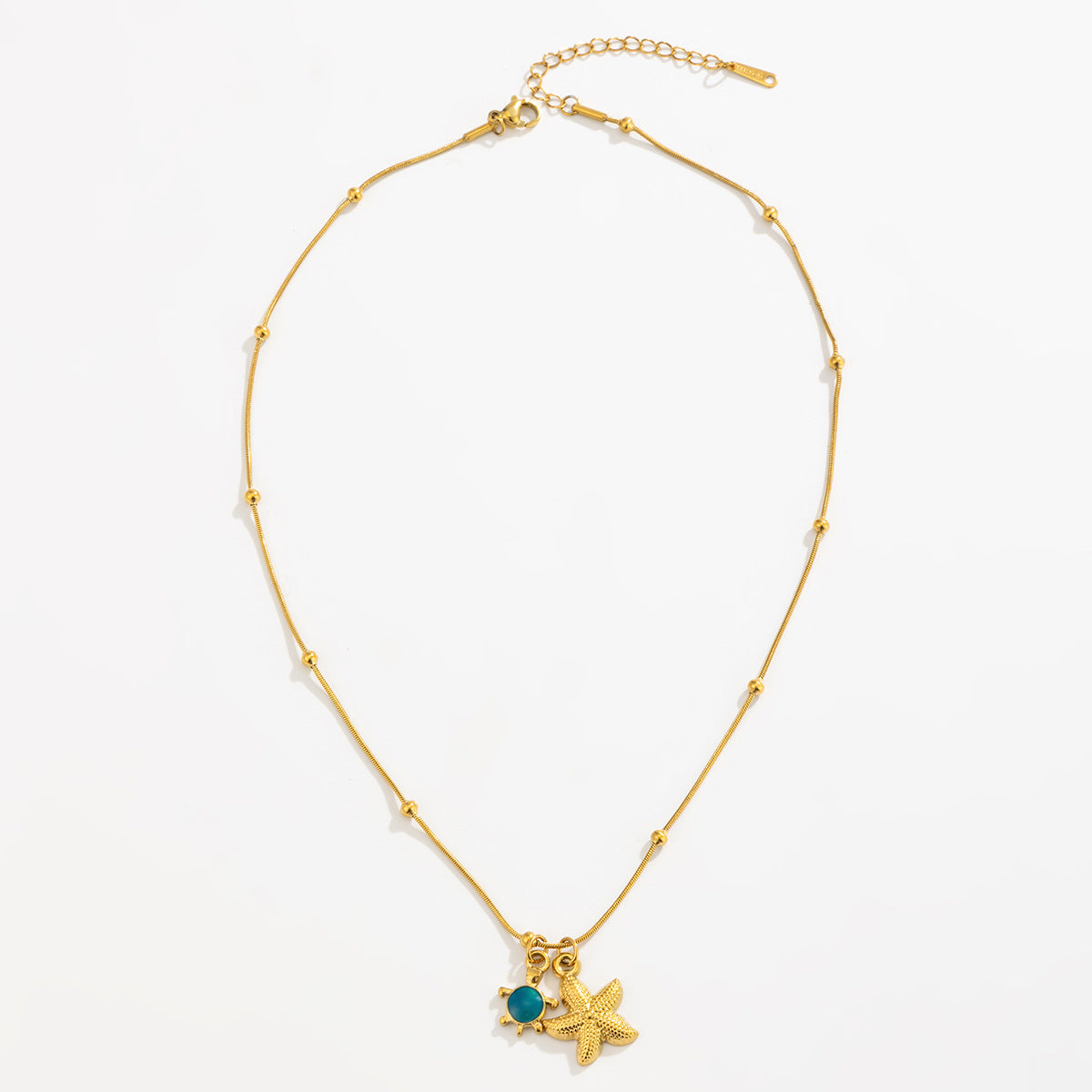 Gold Layered Beach Necklace for Women, Ocean Sea Star Fish Coral Pendant Necklace, Boho Summer Vacation Jewelry, Waterproof Gold Chain Set