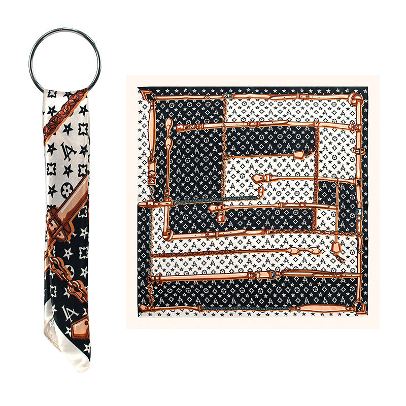 90x90cm Luxury Chain Print Satin Hijab Scarf, Elegant Square Headscarf for Women, Saudi UAE Daily & Party Wear
