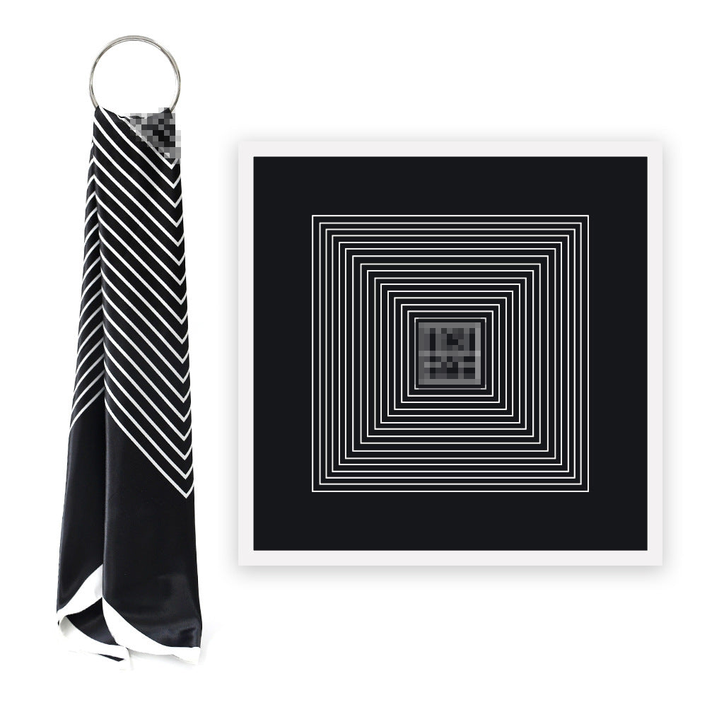 Elegant Geometric Striped Polyester Satin Square Hijab, Ladies Multi-use Headscarf Shawl