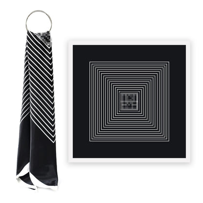 Elegant Geometric Striped Polyester Satin Square Hijab, Ladies Multi-use Headscarf Shawl