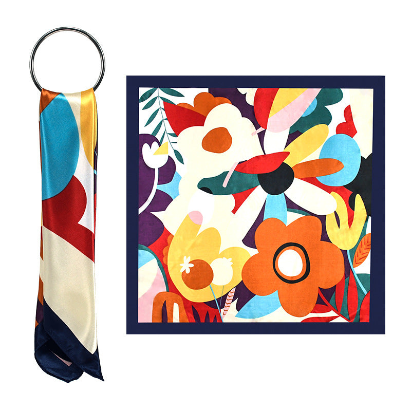 90x90cm Colorful Geometric Satin Hijab Scarf, Soft Square Headscarf for Women, Dubai Saudi Daily & Party Wear
