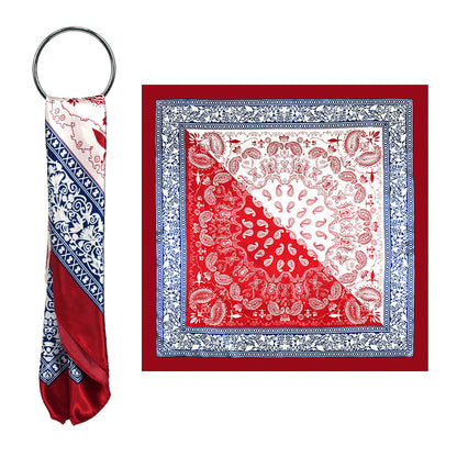 90x90cm Red Paisley Print Satin Hijab Scarf, Elegant Square Headscarf for Women, Saudi UAE Occasion Wear