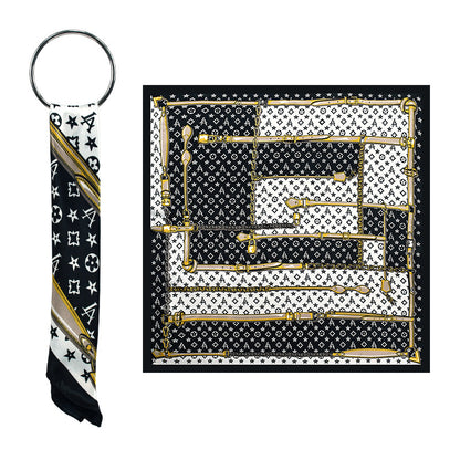 90x90cm Luxury Chain Print Satin Hijab Scarf, Elegant Square Headscarf for Women, Saudi UAE Daily & Party Wear