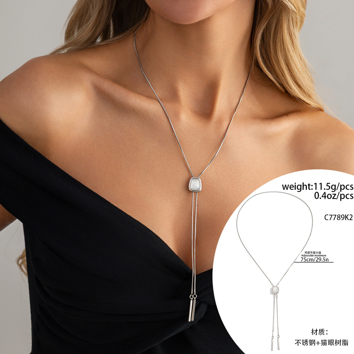 Stainless Steel Butterfly Lariat Necklace for Women, Adjustable Drawstring Y-Shaped Choker, Waterproof Silver Butterfly Pendant Necklace, Dainty Hypoallergenic Jewelry