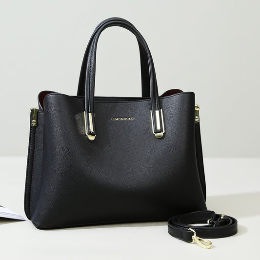 Burgundy Vegan Leather Tote for Women, Work Handbag with Crossbody Strap