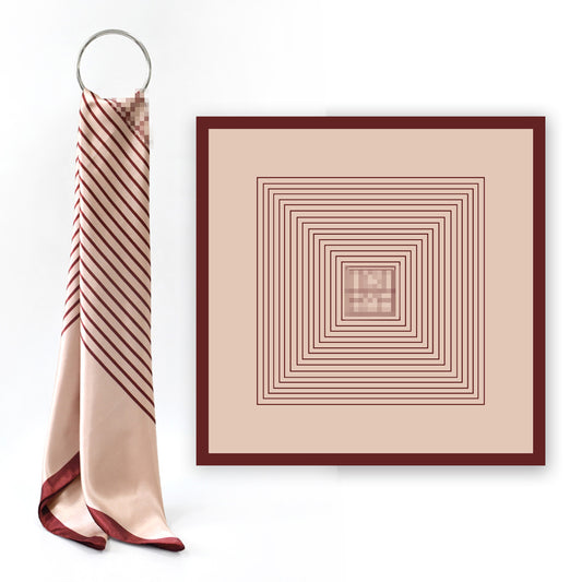 Elegant Geometric Striped Polyester Satin Square Hijab, Ladies Multi-use Headscarf Shawl