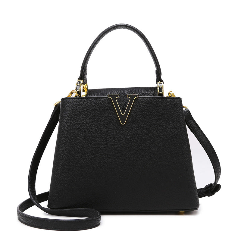 Taupe Vegan Leather Satchel, Womens V-Lock Handbag with Shoulder Strap