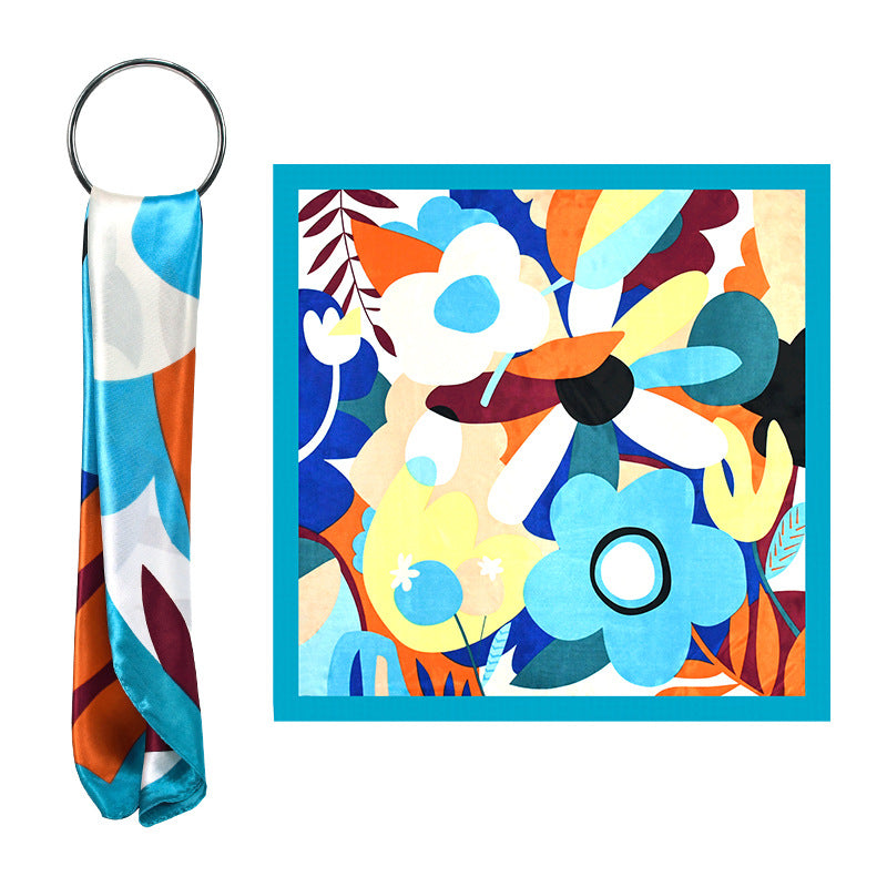 90x90cm Colorful Geometric Satin Hijab Scarf, Soft Square Headscarf for Women, Dubai Saudi Daily & Party Wear