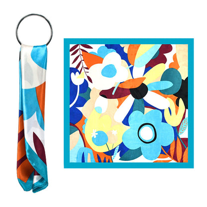 90x90cm Colorful Geometric Satin Hijab Scarf, Soft Square Headscarf for Women, Dubai Saudi Daily & Party Wear