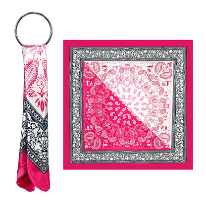 90x90cm Red Paisley Print Satin Hijab Scarf, Elegant Square Headscarf for Women, Saudi UAE Occasion Wear