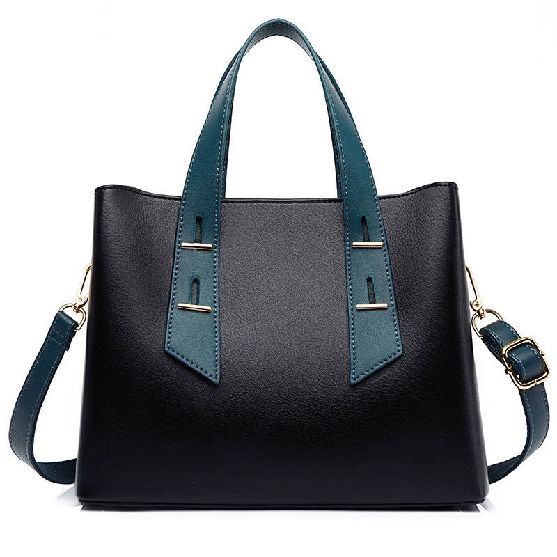 Women's Monogram Tote Bag, Premium Vegan Leather Work Handbag with Contrast Handles, Brown Diamond Pattern Shoulder Bag, Large Capacity Office Tote with Crossbody Strap