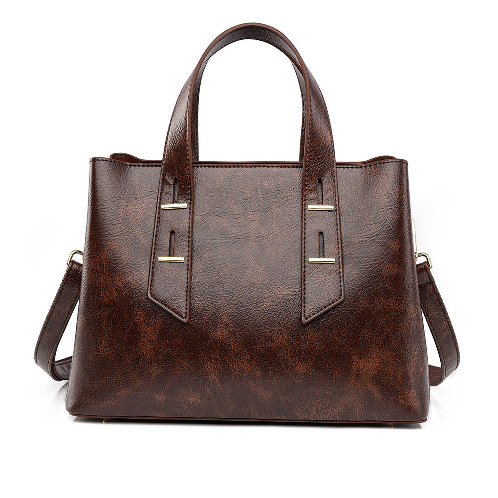 Women's Monogram Tote Bag, Premium Vegan Leather Work Handbag with Contrast Handles, Brown Diamond Pattern Shoulder Bag, Large Capacity Office Tote with Crossbody Strap